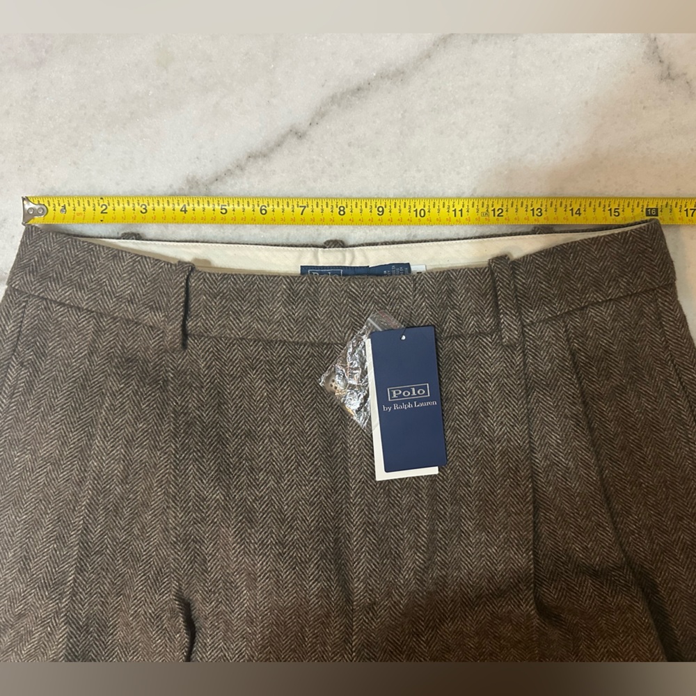 Ralph Lauren Taupe Herringbone Pants Size 10 - Picture 8 of 11